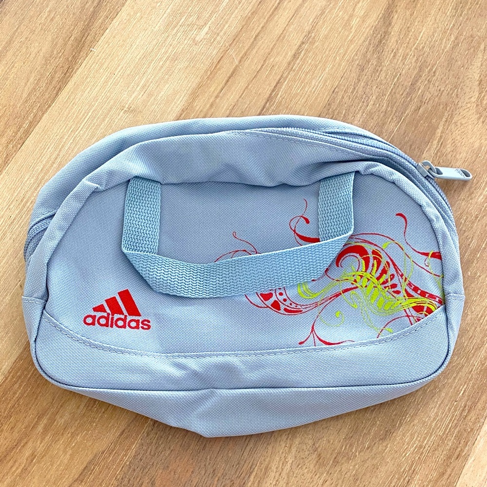 Adidas Sky Blue Bag with Red and Green Accents